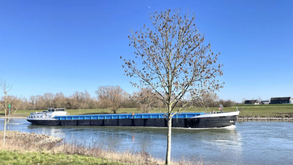 Vrachtschip in de IJssel bij Rheden. Foto: Martin Slijper