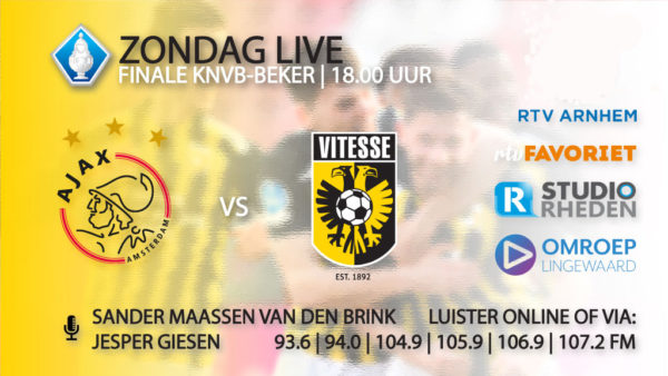 Volg de bekerfinale Ajax – Vitesse bij Studio Rheden Foto: Studio Rheden