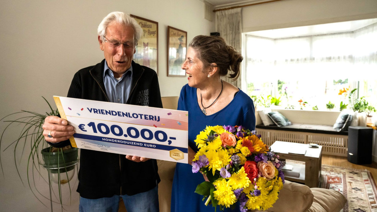 Velpenaar wint 100.000 van VriendenLoterij. Foto: Jurgen Jacob Lodder / VriendenLoterij