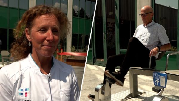 Patiënt Peter Karreman op een van de toestellen