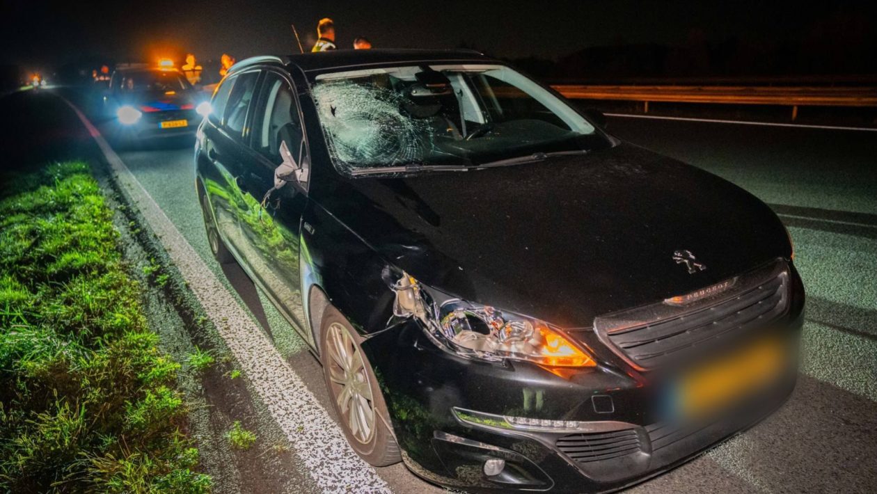 Weer voetganger op snelweg