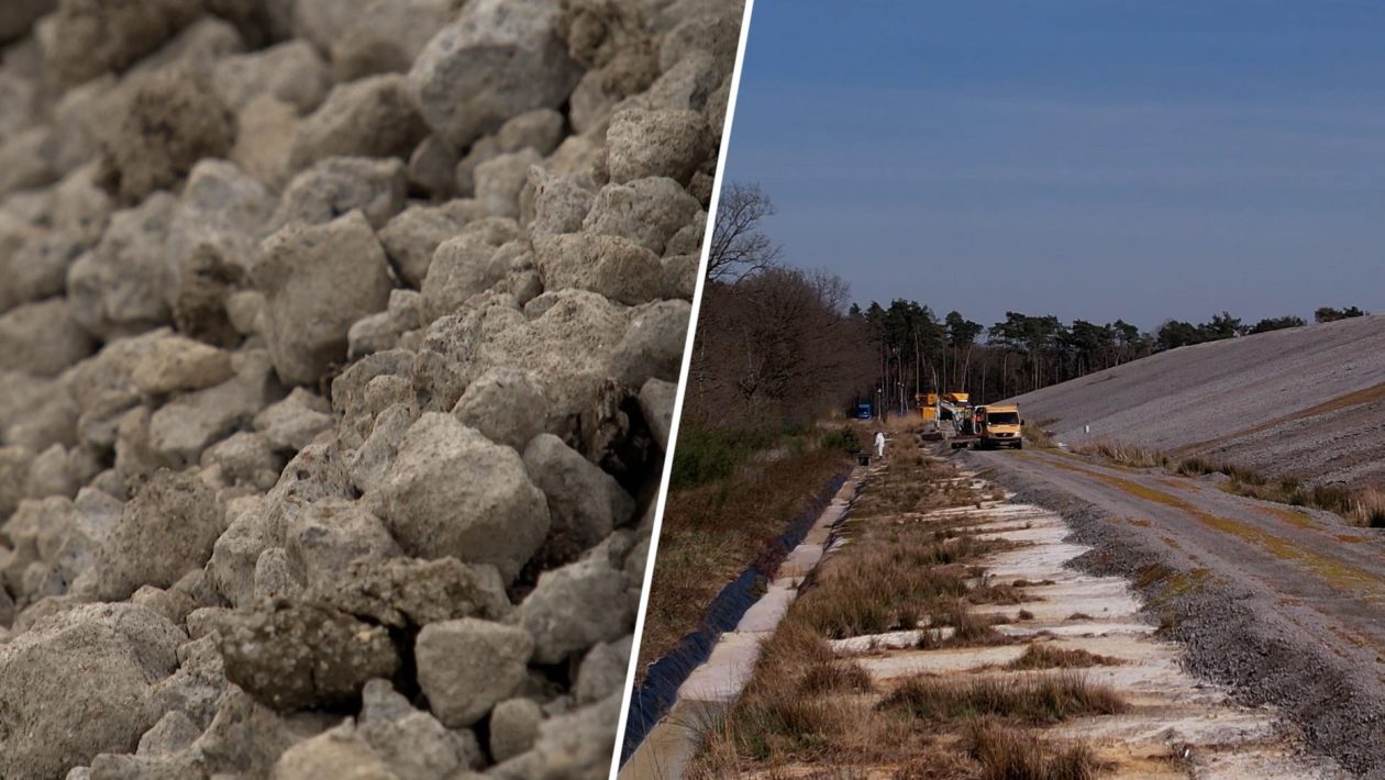 Links: staalslakken / rechts: vervuild water sijpelt de grond in (foto uit 2022). Foto: Omroep Gelderland