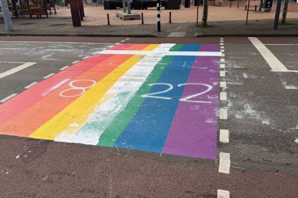 Regenboogpad in Velp al na één dag beklad Foto: Martin Slijper