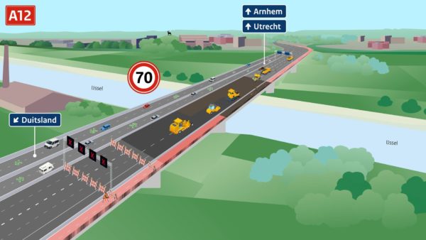 Groot onderhoud aan IJsselbrug in 2026 zorgt opnieuw voor verkeershinder op A12 Foto: Rijkswaterstaat