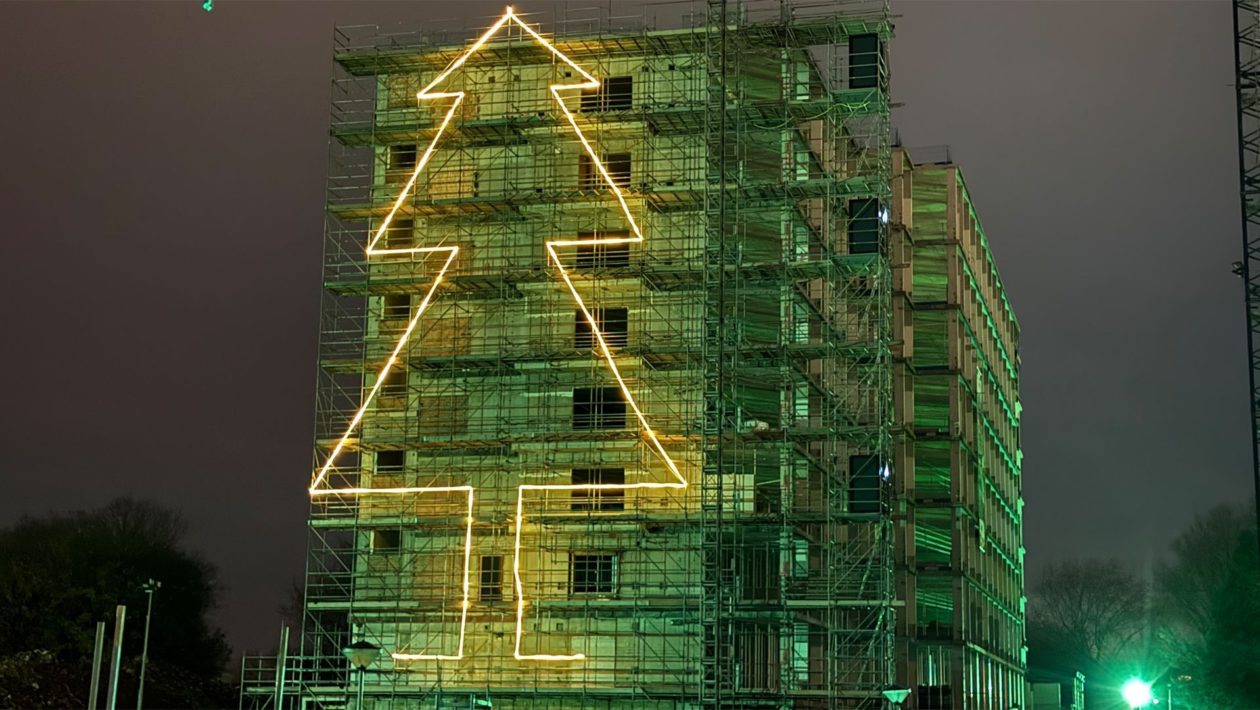 Grootste kerstboom van de regio staat gewoon in Velp-Zuid Foto: Martin Slijper