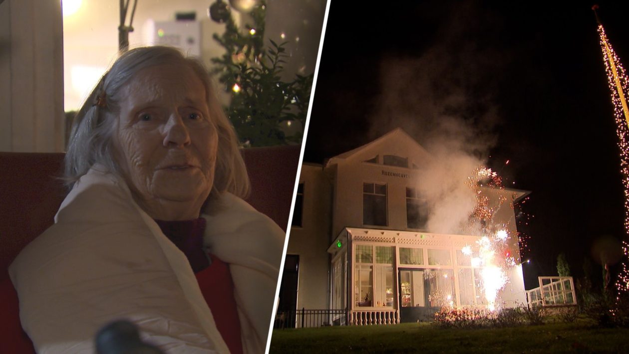 Bewoners van het hospice genieten van het vuurwerk. Foto: Omroep Gelderland