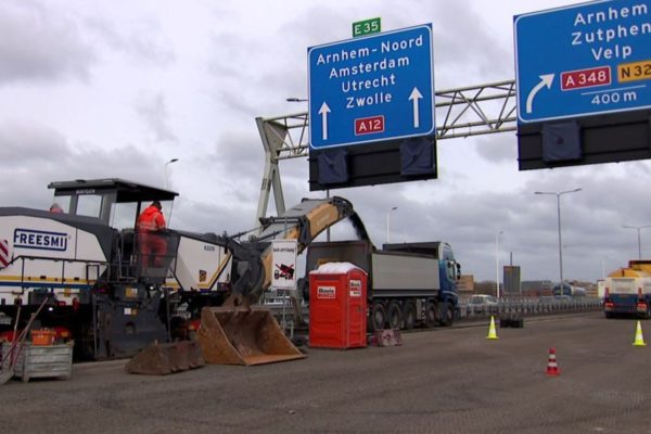 Werkzaamheden op de A12. Foto: Omroep Gelderland