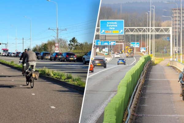 Automobilisten en fietsers kiezen voor een alternatieve route Foto: Omroep Gelderland / Rijkswaterstaat