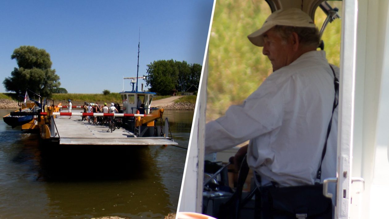 Pontbaas Dirk Wijers op het Bronkhorsterveer. Foto: Omroep Gelderland
