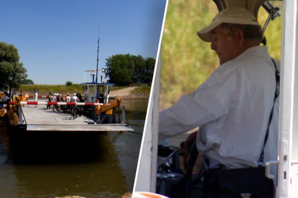 Pontbaas Dirk Wijers op het Bronkhorsterveer. Foto: Omroep Gelderland