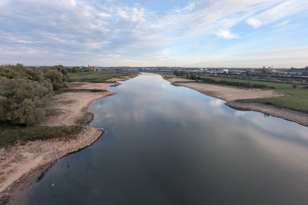 Laagwater in de Nederrijn. Foto: Omroep Gelderland
